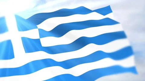 Greece Flag Seamless Loop 4k 60fps on Sky Background Stock Footage 340624444