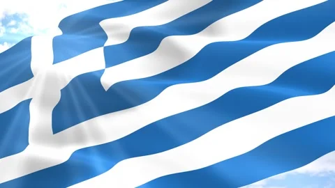 Greece Flag Seamless Loop 4k 60fps on Sky Background Stock Footage 341560525