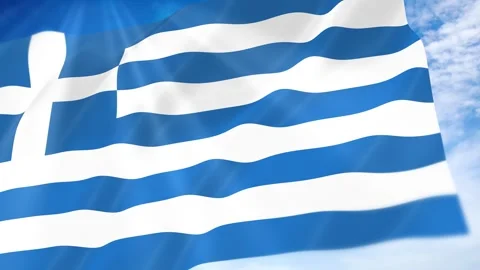 Greece Flag Seamless Loop 4k 60fps on Sky Background Stock Footage 341673199