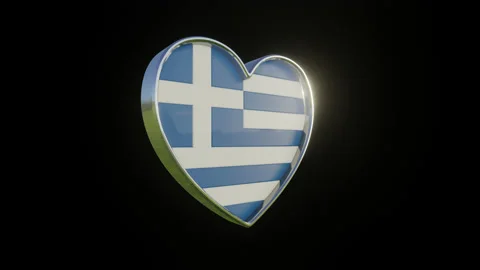 Greece Flag in the Shape of 3D Heart. Stock Footage 134450696