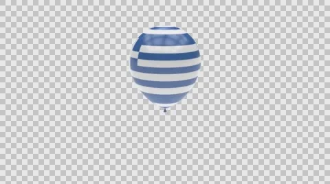 Greece flag textured balloon rotating Alpha Video stock 61405325