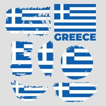 Greece flag, vector illustration on a gray background. Stock Illustration