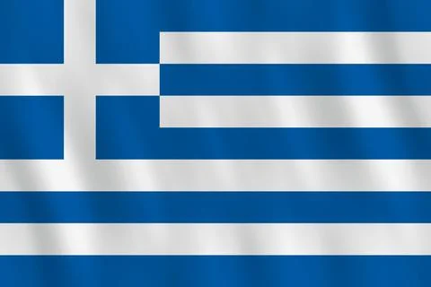 Greece flag with waving effect, official proportion. Stock Illustration