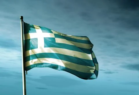 Greece flag waving in the evening Stock-Illustration