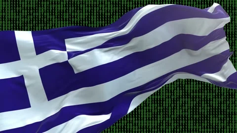 Greece flag - Waving flag on matrix binary code background Stock Footage 321421193