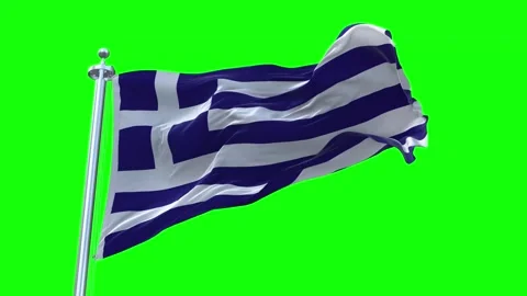 Greece Flag Waving in Loopable and Textured green screen background Stock Footage 296876693