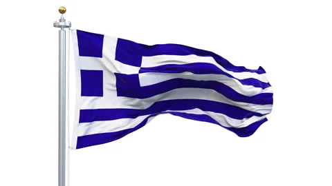Greece flag waving looping with transparent background. Stock Footage 314318034