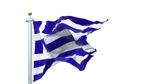 Greece flag waving looping with transparent background. Video stock 314318036