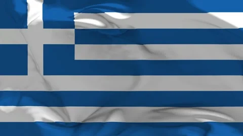Greece Flag Waving in Slow Motion Loop Animation Stockbeeldmateriaal 338179626