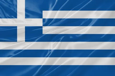 Greece Flag Waving Textures Silk Background Stock Illustration