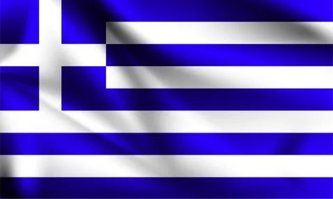 Greece flag waving with the wind, 3D illustration Stock Illustration