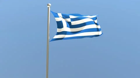 Greece flag waving in the wind. Flag on a flagpole Video stock 168476739