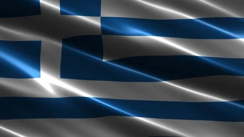 Greece flag waving in the wind Stockbeeldmateriaal 348681950
