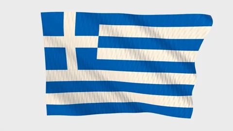 Greece flag waving in the wind on a grey background Stock Footage 343217516