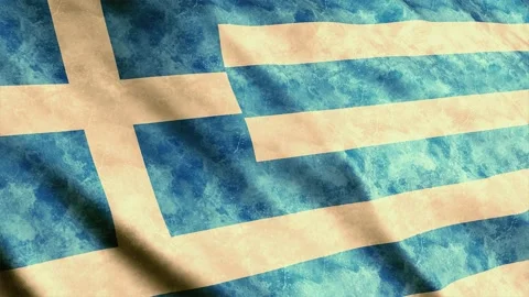 Greece Flag waving in the wind grunge version Stock Footage 236409477