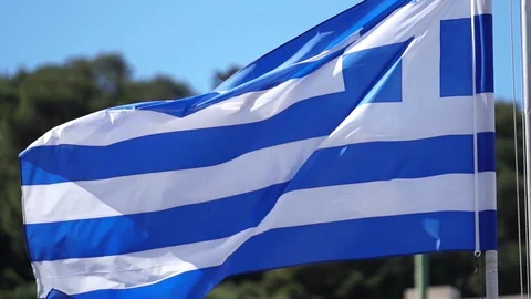 Greece Flag waving in the wind in slow motion Stock Footage 92867268
