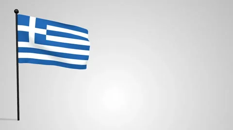 Greece flag weaving in the wind on a pole Stock Footage 61201299