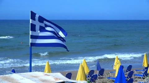 Greece Flag In The Wind. 4K Video stock 64801355