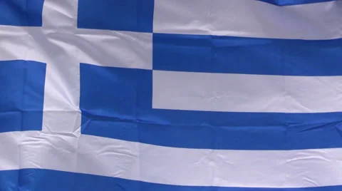 Greece flag in the wind in sunlight Stock Footage 39855148