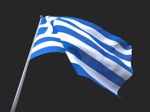 Greece flying flag isolate on black background. Stock Illustration