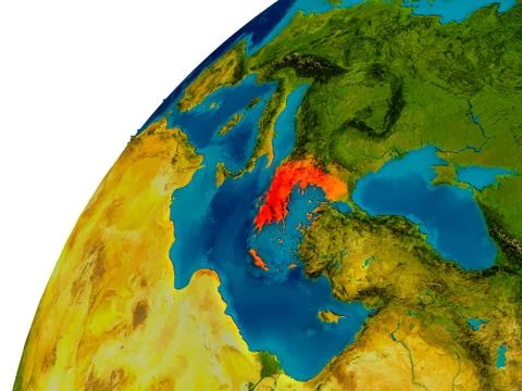 Greece on globe Stock Illustration