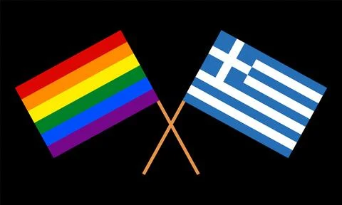 Greece Greek pride flag vector illustration LGBT rights gay Stock Illustration