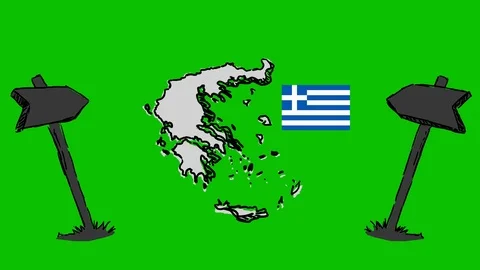 Greece - Hand-Drawn Animation - board pointing black Stock Footage 97989705