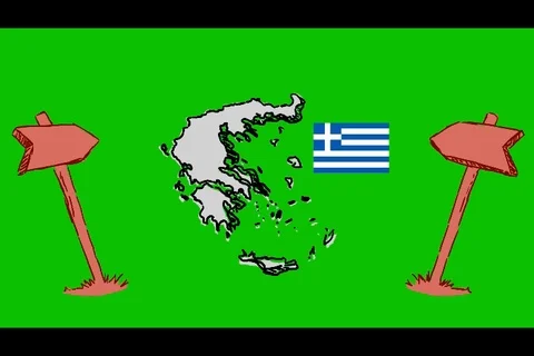 Greece - Hand-Drawn Animation - board pointing red Stock Footage 98005308