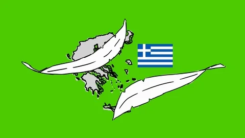 Greece - Hand-Drawn Animation - feather white Video stock 97989802