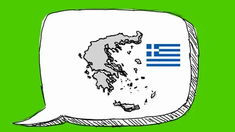 Greece - Hand-Drawn Animation - speech bubble white Stock Footage 97990035