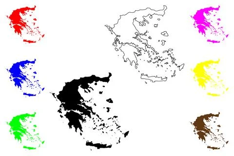 Greece (Hellenic Republic) map vector illustration, scribble sketch Greece ma Stock Illustration