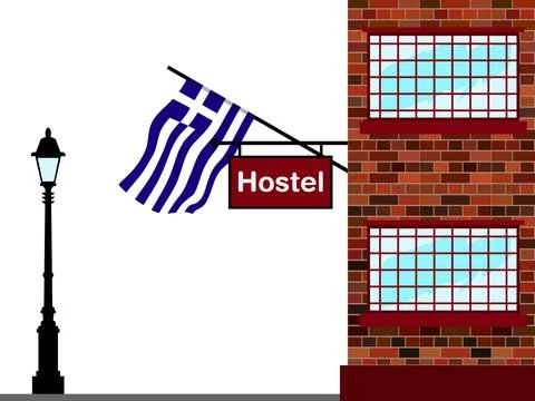 Greece Hostels Vector Illustration Stock Illustration