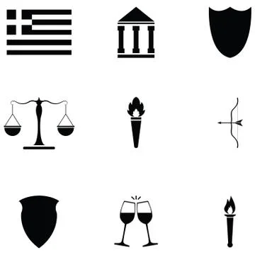 Greece icon set Stock Illustration