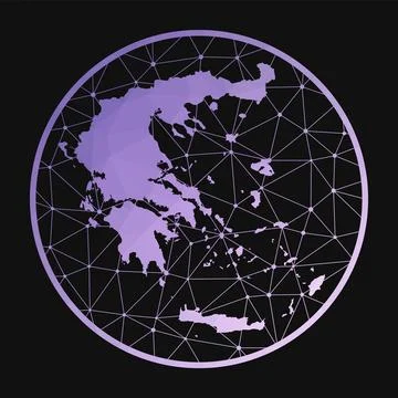 Greece icon. Vector polygonal map of the country. Greece icon in geometric .. Foto stock