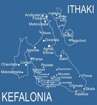 Greece island Cephalonia map  vector line contour silhouette illustration イラスト素材