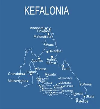 Greece island Cephalonia map vector line contour silhouette illustration イラスト素材