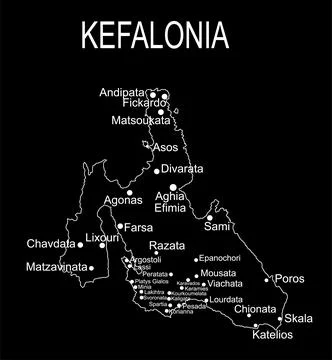 Greece island Cephalonia map vector line contour silhouette illustration イラスト素材