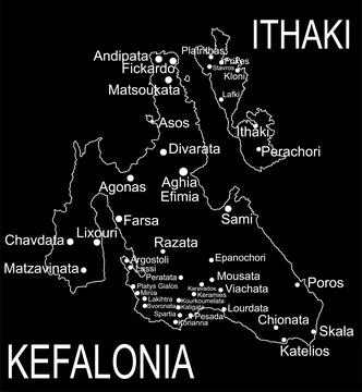 Greece island Cephalonia map  vector line contour silhouette illustration イラスト素材