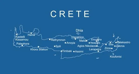 Greece island Crete map vector line contour silhouette illustration イラスト素材