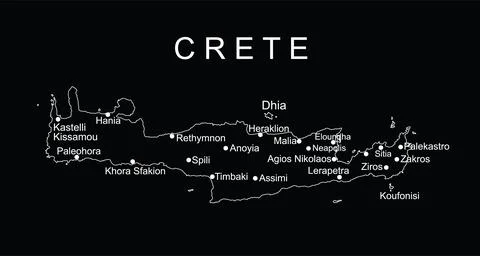 Greece island Crete map vector line contour silhouette illustration Stock Illustration