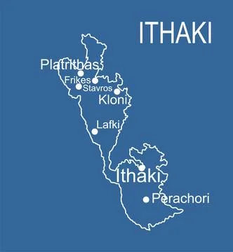 Greece island Ithaki map vector line contour silhouette illustration イラスト素材