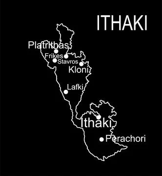 Greece island Ithaki map vector line contour silhouette illustration イラスト素材