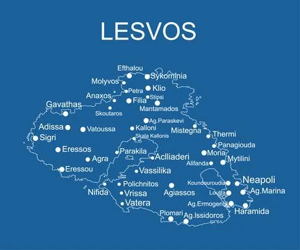 Greece island Lesvos map vector line contour silhouette illustration isolated イラスト素材