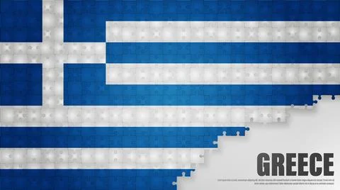 Greece jigsaw flag background. Stock Illustration