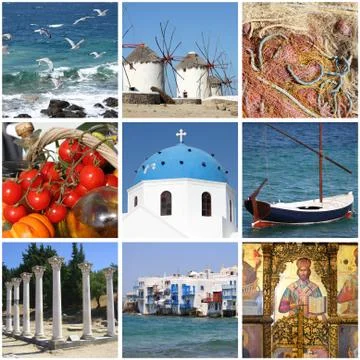 Greece landmarks collage Stock Photos