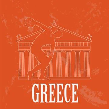Greece landmarks. Retro styled image Stock Illustration