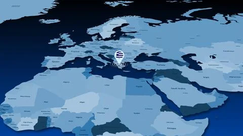 Greece location tracking earth map Stock Illustration