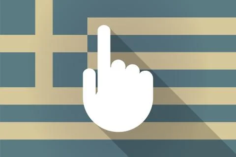 Greece  long shadow flag with a pointing hand Stock Illustration