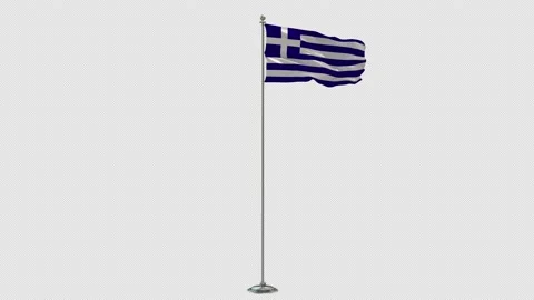 Greece  Looping Of The Waving flag Pole With Alpha Stock-Footage 161681604