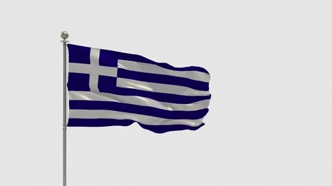 Greece Looping Of The Waving Flag Pole With Alpha Stock Footage 161999137